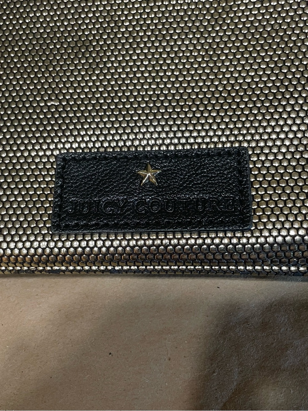 Juicy Couture Black 100% Goat Leather Wristlet with Metallic Stars EUC - Picture 7 of 10